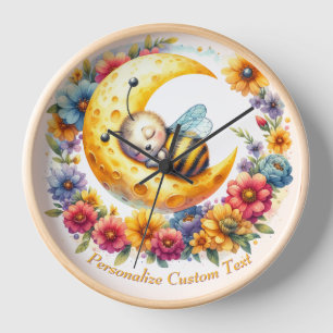 Personalisierter Süßer Baby Hummel Schläft auf dem Uhr
