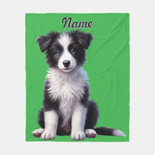 Personalisierter süßer Border Collie Welpe Fleecedecke