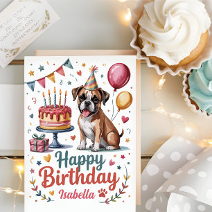 Personalisierter süßer Boxer-Hund-Geburtstag Karte