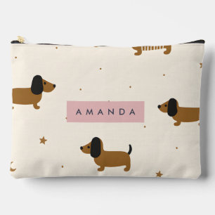 Personalisierter Süßer Brauner Dachshund-Welpe Zubehörtasche