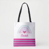 Personalisierter Süßer Bunter Boho Regenbogen Tasche (Vorderseite)