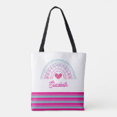 Personalisierter Süßer Bunter Boho Regenbogen Tasche (Rückseite)
