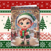 Personalisierter süßer Chibi-Elf mit Weihnachtsges