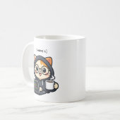 Personalisierter süßer Coder-Katze-Kaffeebecher Kaffeetasse (Vorderseite Links)