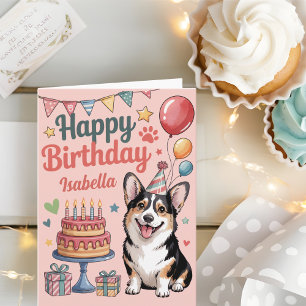 Personalisierter süßer Corgi-Geburtstag Karte