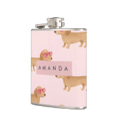 Personalisierter Süßer Dachshund Hund Flachmann (Links)