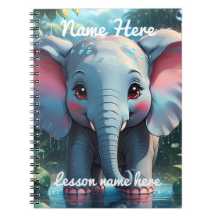 Personalisierter Süßer Elefant im Regen Notizblock