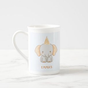Personalisierter süßer Elefant Kinder Name Porzellantasse