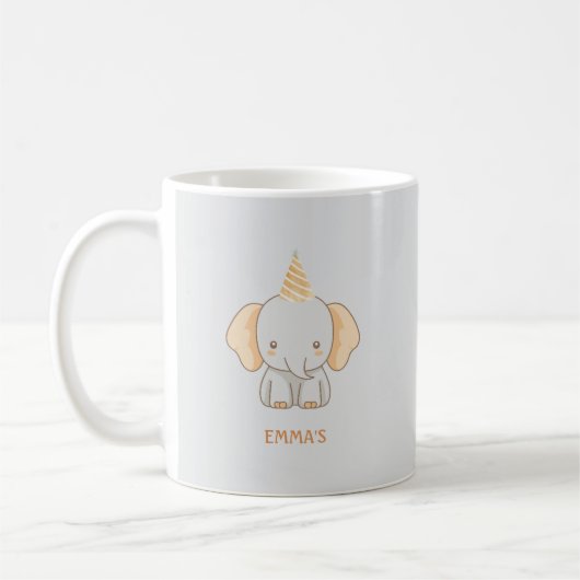 Personalisierter süßer Elefant Kindername Kaffeetasse (Links)