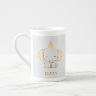 Personalisierter süßer Elefant Kindername Porzellantasse