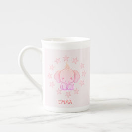 Personalisierter süßer Elefant Rosa Porzellantasse
