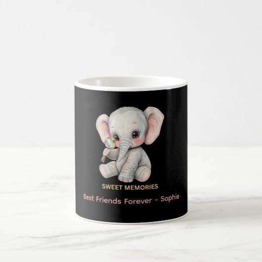 Personalisierter Süßer Erinnerungen Elefant Becher Kaffeetasse (Mittel)