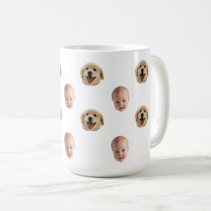 Personalisierter süßer Familien-Gesichtsmug mit 2 Kaffeetasse