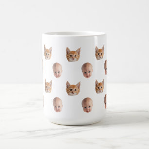Personalisierter süßer Familien-Gesichtsmug mit 2 Kaffeetasse