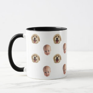 Personalisierter süßer Familien-Gesichtsmug mit 2 Tasse