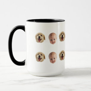 Personalisierter süßer Familien-Gesichtsmug mit 2  Tasse