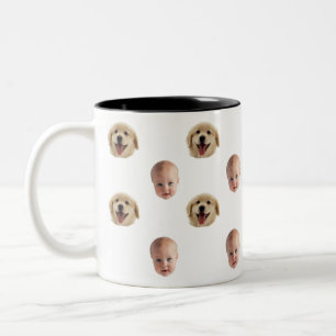 Personalisierter süßer Familien-Gesichtsmug mit 2  Zweifarbige Tasse
