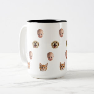 Personalisierter süßer Familien-Gesichtsmug mit 2 Zweifarbige Tasse