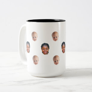 Personalisierter süßer Familien-Gesichtsmug mit 2 Zweifarbige Tasse