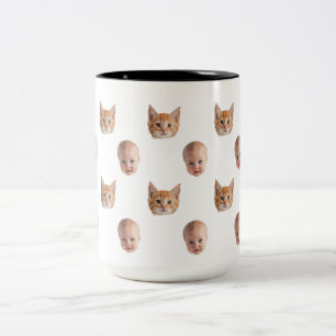 Personalisierter süßer Familien-Gesichtsmug mit 2 Zweifarbige Tasse