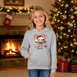 Personalisierter süßer Faultier, Weihnachtsmannmüt Hoodie