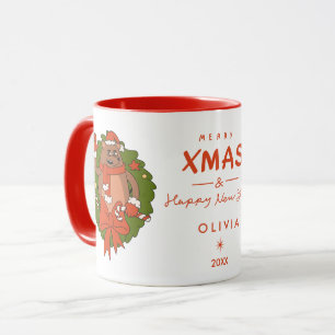 Personalisierter süßer Faultier-Weihnachtstasse – Tasse