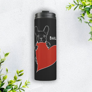 Personalisierter süßer Französischer Hund mit eine Thermosbecher