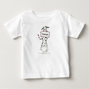 Personalisierter süßer Hund-Akrobat Baby T-shirt