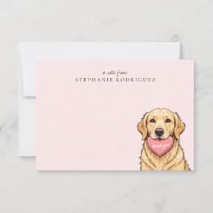 Personalisierter süßer Hund mit rosa Herz Danke Mitteilungskarte