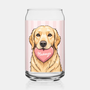 Personalisierter süßer Hund mit rosa Herz Dosenglas