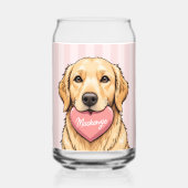 Personalisierter süßer Hund mit rosa Herz Dosenglas (Rückseite)