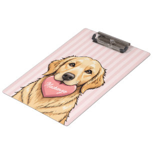 Personalisierter süßer Hund mit rosa Herz Klemmbrett