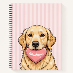 Personalisierter süßer Hund mit rosa Herz Notizblock