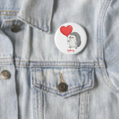 Personalisierter süßer Igel mit Herzballon Button (Beispiel)