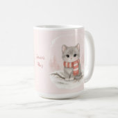 Personalisierter süßer Kätzchen-Winterbecher Kaffeetasse (VorderseiteRechts)