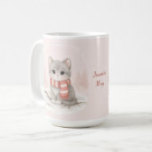 Personalisierter süßer Kätzchen-Winterbecher Kaffeetasse (Vorderseite Links)