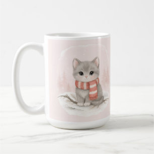 Personalisierter süßer Kätzchen-Winterbecher Kaffeetasse