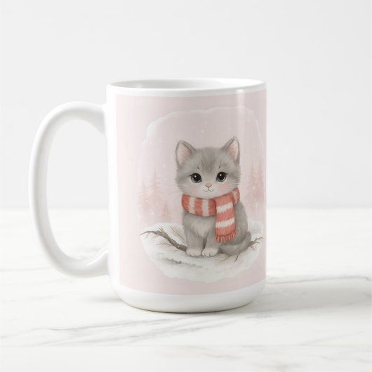 Personalisierter süßer Kätzchen-Winterbecher Kaffeetasse (Links)