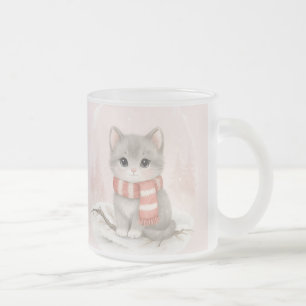 Personalisierter süßer Kätzchen-Winterbecher Mattglastasse