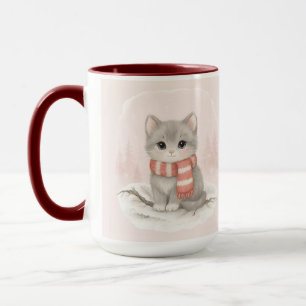 Personalisierter süßer Kätzchen-Winterbecher Tasse