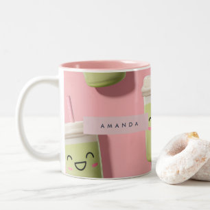 Personalisierter Süßer Kawaii Pastell Smoothie Mat Zweifarbige Tasse
