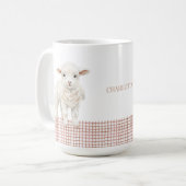 Personalisierter süßer Lamm-Babyschaf-Name-Becher Kaffeetasse (Vorderseite Links)