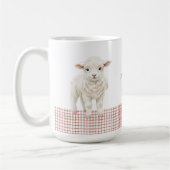 Personalisierter süßer Lamm-Babyschaf-Name-Becher Kaffeetasse (Links)