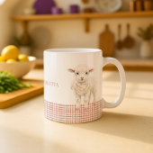 Personalisierter süßer Lamm-Babyschaf-Name-Becher Kaffeetasse
