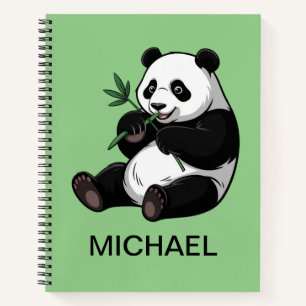 Personalisierter süßer Panda-Bär-Grün-Bambus Notizblock