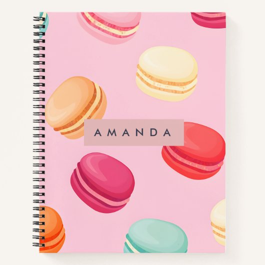Personalisierter süßer Pastell-Macarons-Genuss Notizblock (Vorderseite)