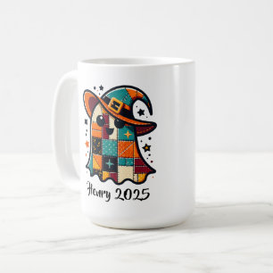 Personalisierter Süßer Patchwork-Geist Halloween Kaffeetasse