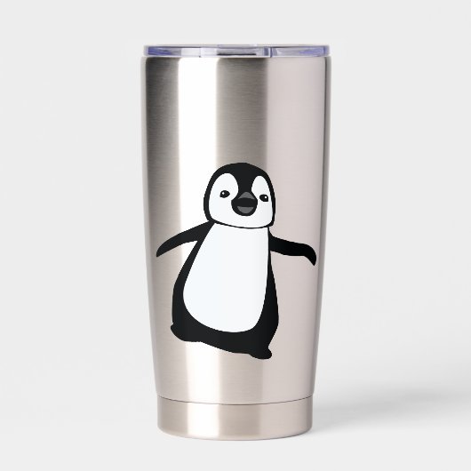 Personalisierter süßer Pinguin mit individuellem N Thermobecher (Vorderseite)