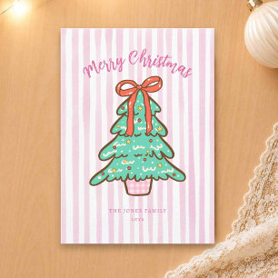 Personalisierter süßer preppy-Weihnachtsbaum Feiertagskarte