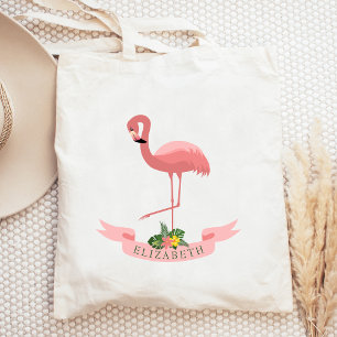 Personalisierter süßer rosa Flamingo Tragetasche
